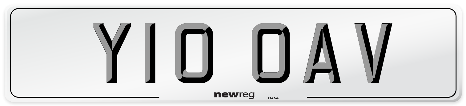 Y10 OAV Number Plate from New Reg